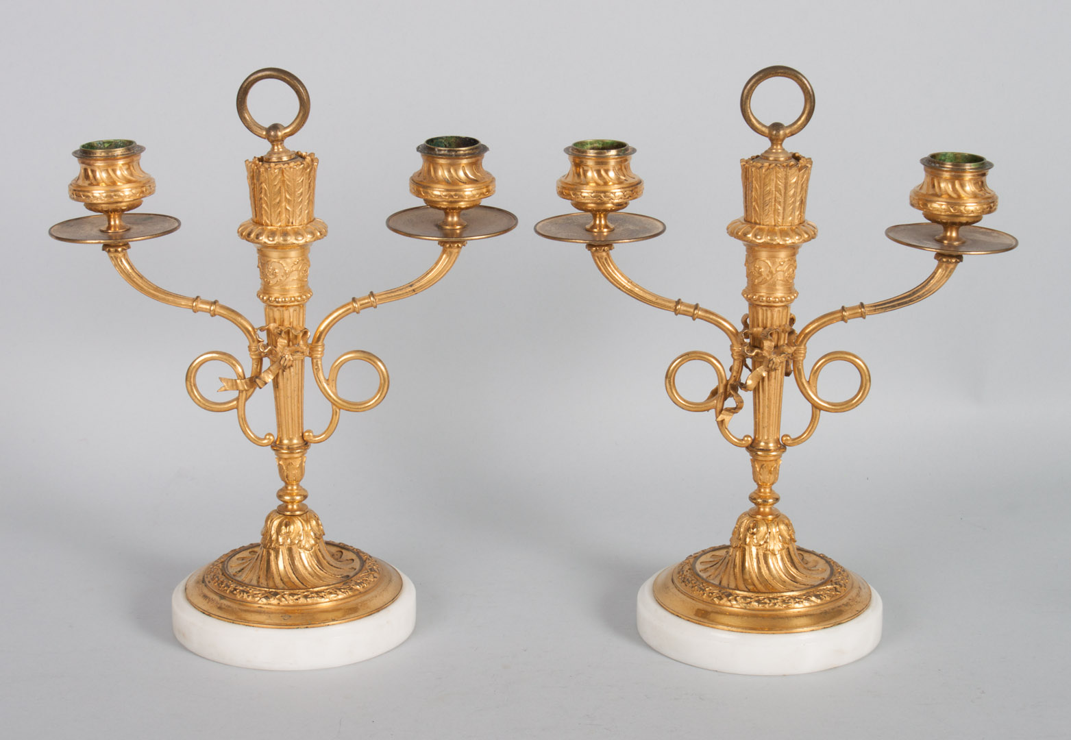 Appraisal: Pair of Napoleon III two-light candelabra gilt-metal candelabra on circular