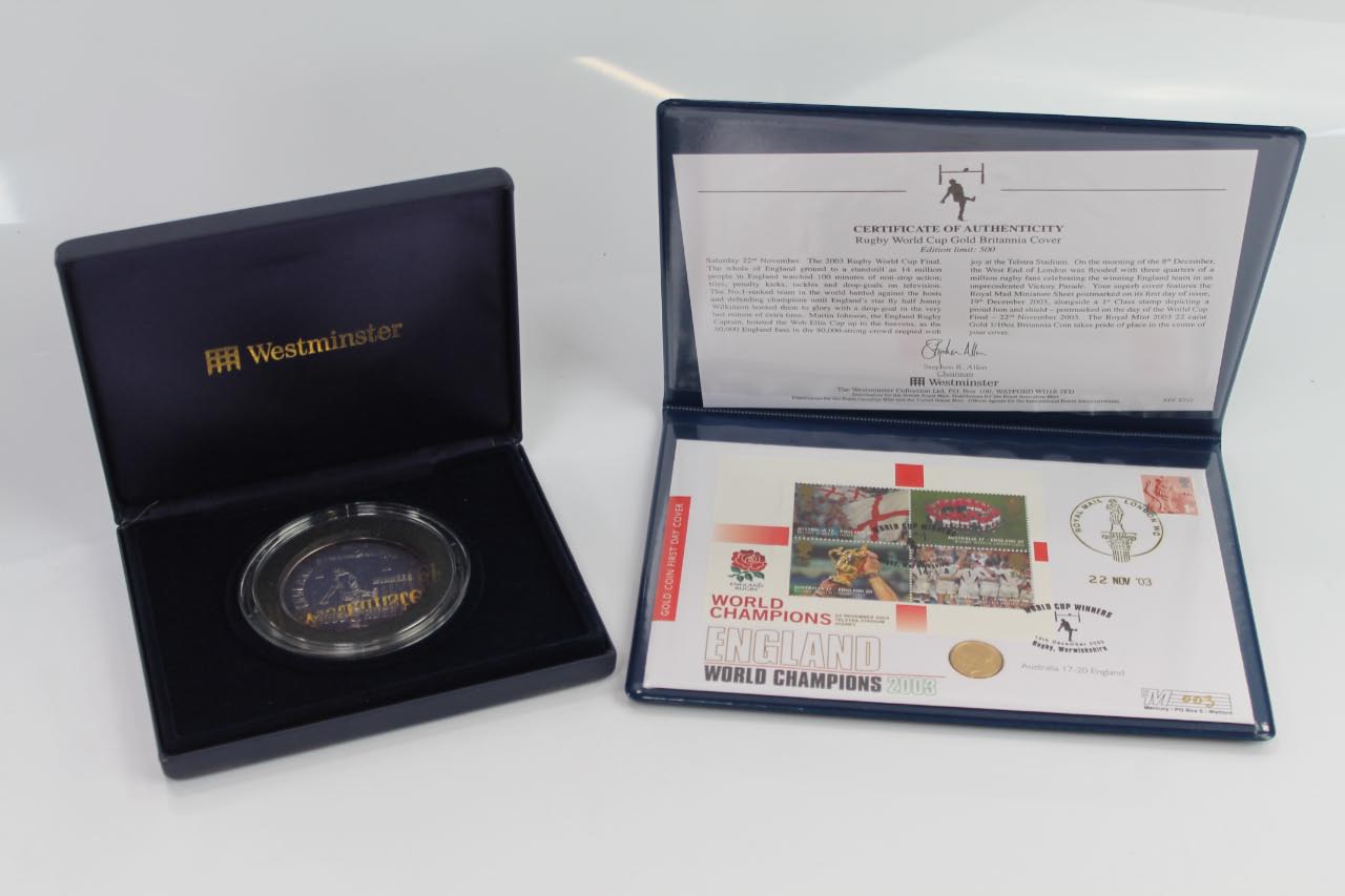 Appraisal: A England World Champion's gold coin cover and oz silver