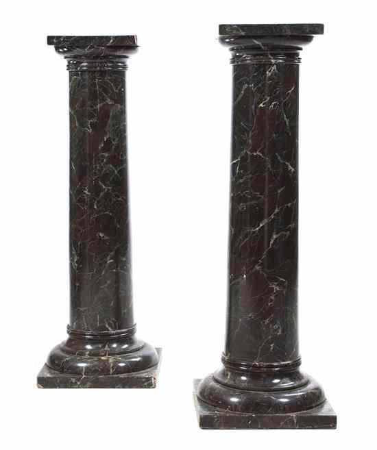 Appraisal: A Pair of Faux Painted Turned Wood Columns having a