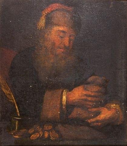 Appraisal: TH CENTURY FLEMISH SCHOOL The Money Lender oils on canvas