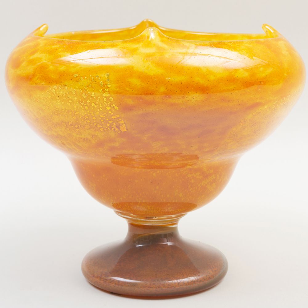 Appraisal: Daum Internally Decorated Glass Footed Bowl Signed in etch and