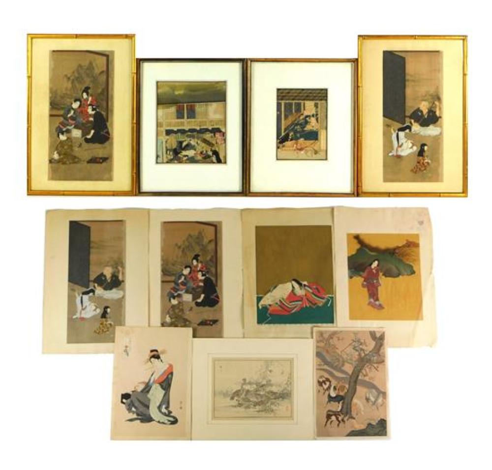 Appraisal: ASIAN Japanese prints four framed and seven loose th th