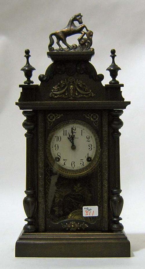 Appraisal: Japanese mahogany mantle clock late th c h