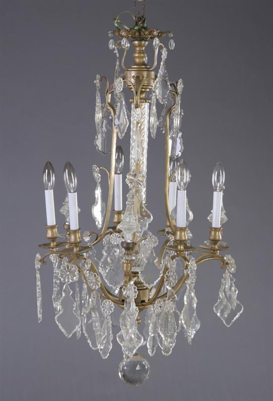 Appraisal: LOUIS XVI STYLE NINE-LIGHT CHANDELIER early th century brass and