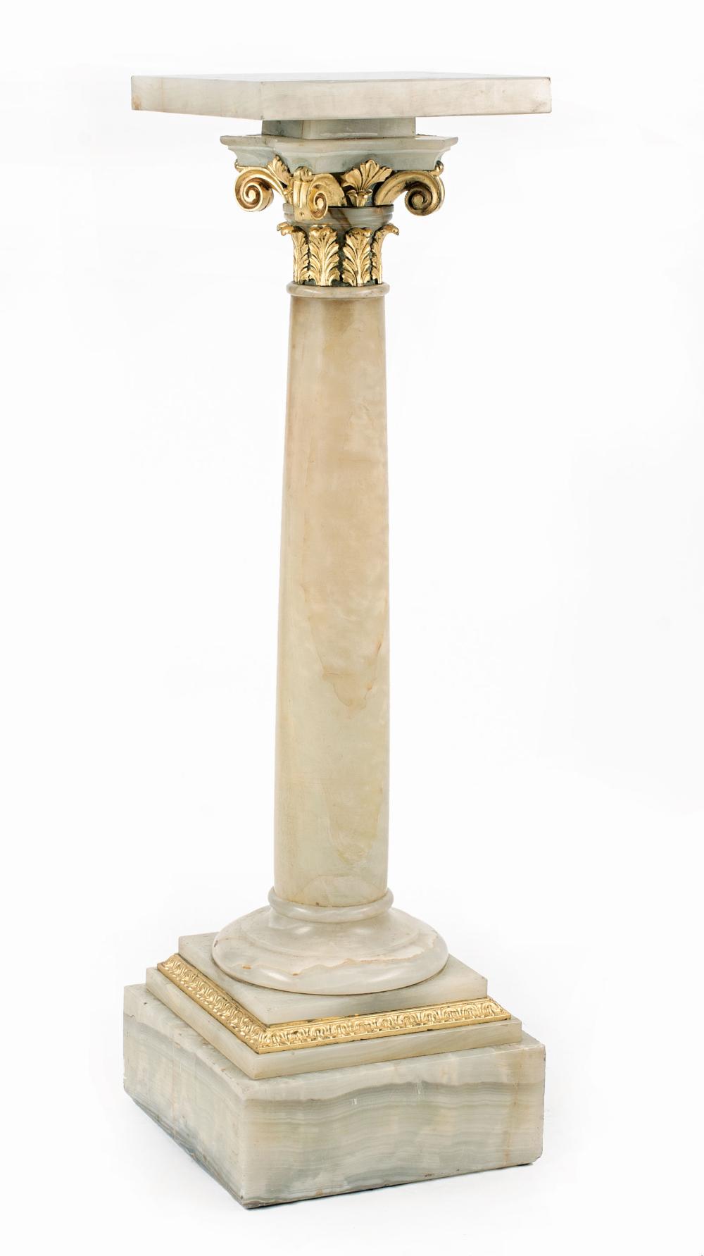 Appraisal: Louis XVI-Style Gilt Bronze and Onyx Pedestal Corinthian columnar form