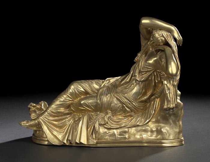 Appraisal: French Barbedienne Gilt-Bronze Figure of The Reclining Cleopatra in the