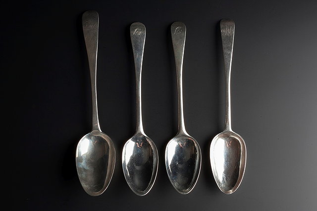 Appraisal: A PAIR OF SILVER OLD ENGLISH PATTERN TABLESPOONS by James