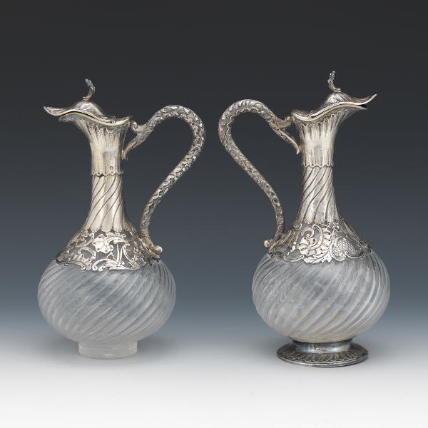 Appraisal: PAIR OF FRENCH SILVER CLARETS BY GUSTAVE BOYER TH CENTURY