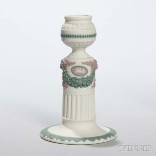 Appraisal: Wedgwood Tricolor Jasper Candlestick England th century solid white ground