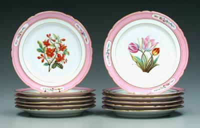 Appraisal: Set of twelve hand decorated plates each with floral bouquets