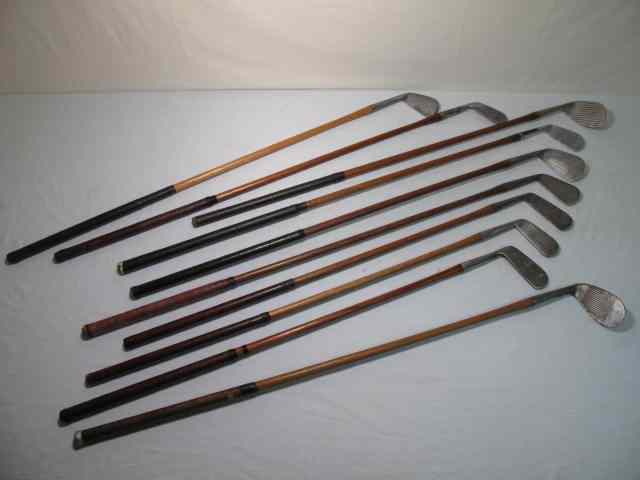 Appraisal: Lot of ten assorted wooden shaft golf clubs All irons