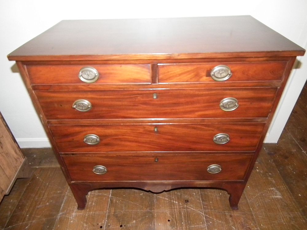 Appraisal: HEPPLEWHITE CHEST W EAGLE BRASSES Period American Hepplewhite drawer chest