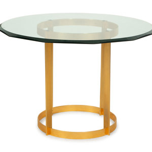 Appraisal: A Contemporary Bronze and Glass Breakfast Table th Century with