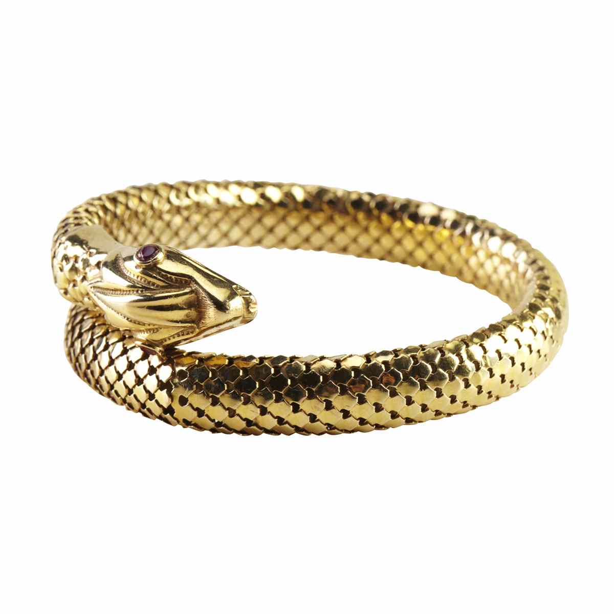 Appraisal: Italian k Yellow Gold Bangle formed as a coiled serpent