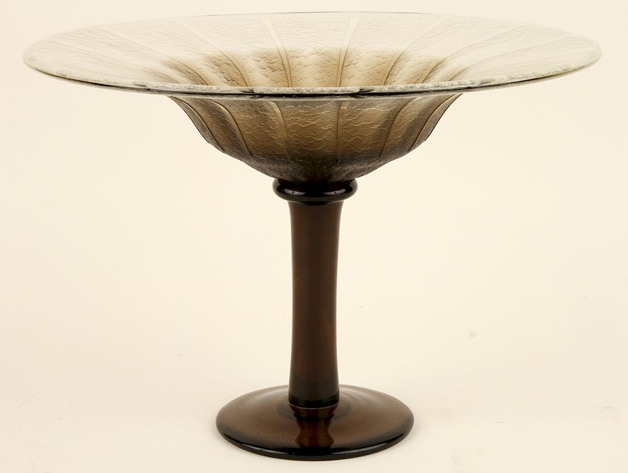 Appraisal: LARGE CHARLES SCHNEIDER ART GLASS COMPOTE SIGNED A large Charles