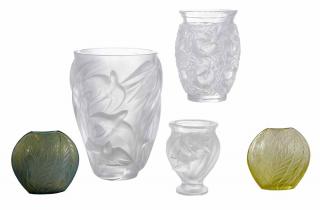 Appraisal: Five Lalique Art Glass Vases French th century each signed