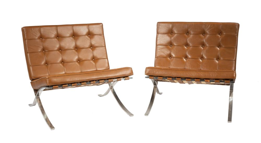 Appraisal: Pair of Ludwig Mies van der Rohe Chromed Steel and