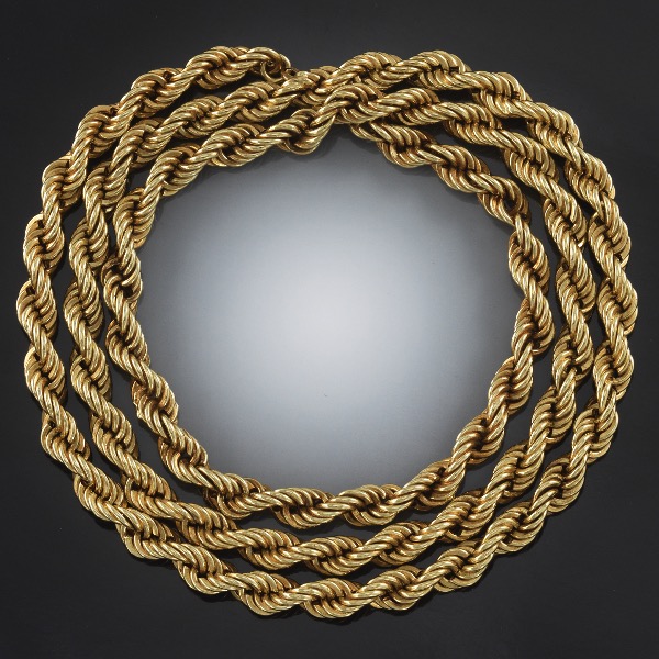 Appraisal: GOLD TWIST ROPE NECKLACE L k yellow gold twist neckalce