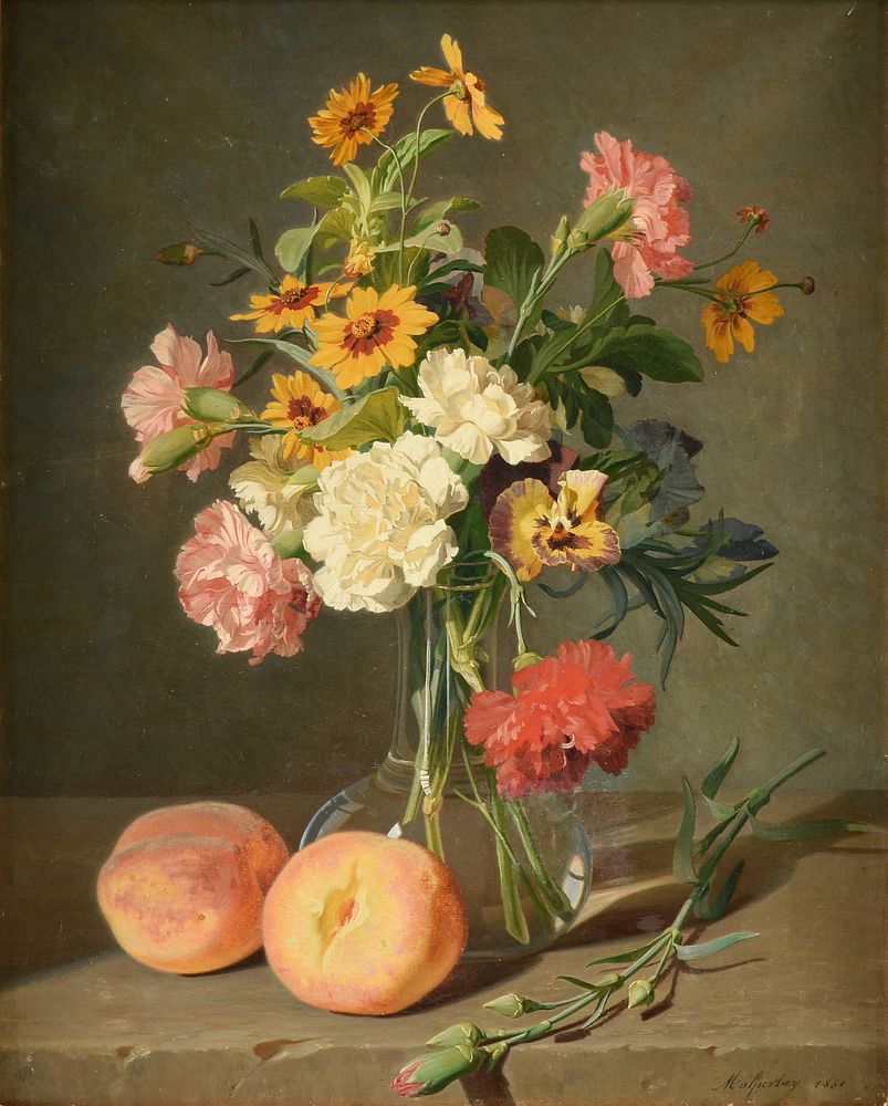 Appraisal: JOSEPH-AUGUST MALPERTUY French - A PAINTING Bouquet of Summer Flowers