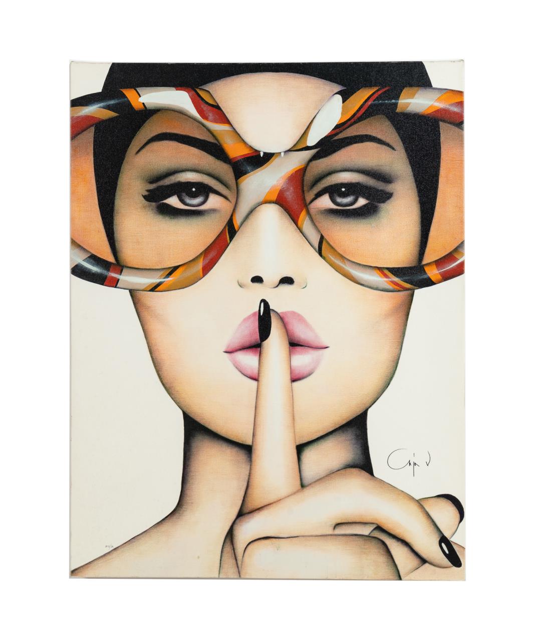 Appraisal: ANJA VAN HERLE ORANGE HUSH FIGURAL GICLEE Anja Van Herle