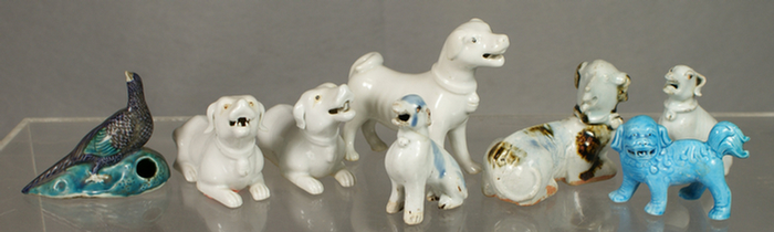 Appraisal: Lot Chinese porcelain dog figurines reclining hound with blue and