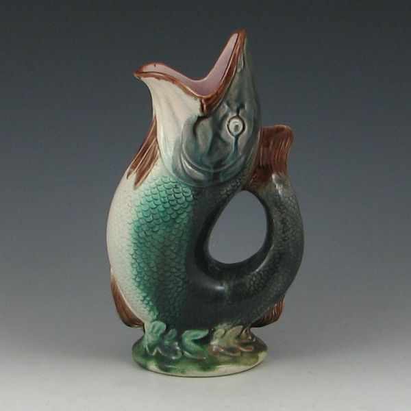 Appraisal: Majolica Fish Pitcher marked ''h tiny glaze chip on the