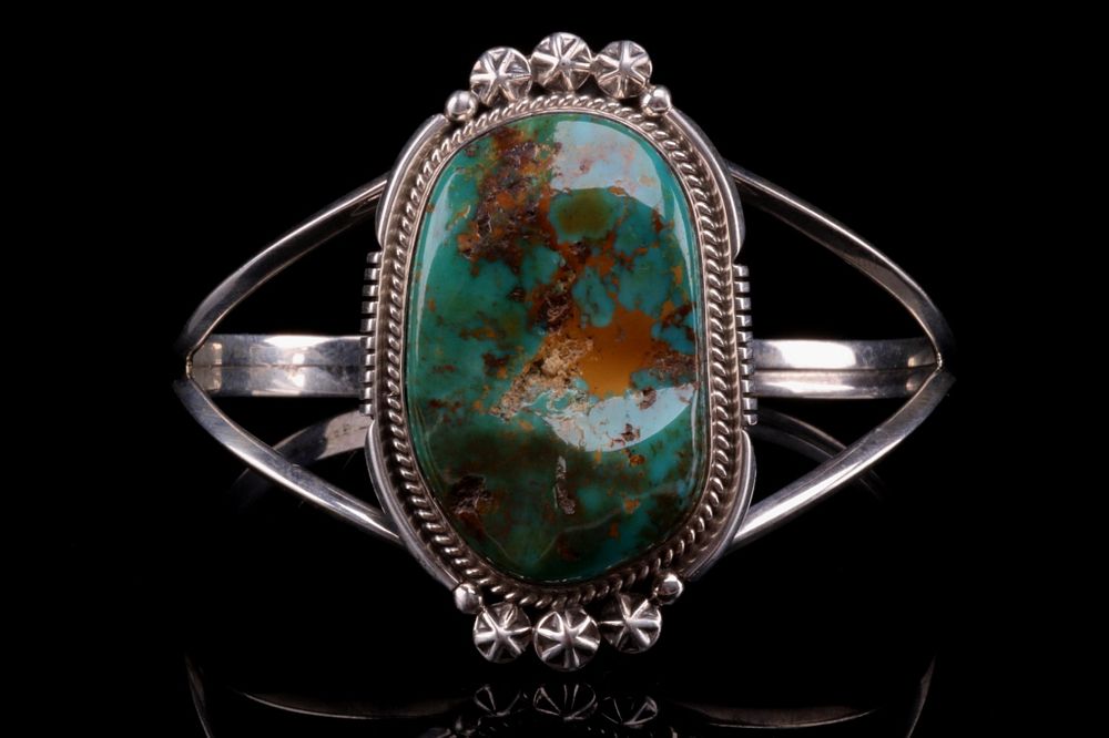 Appraisal: Navajo Richard Begay Silver Turquoise Bracelet Featured in this lot