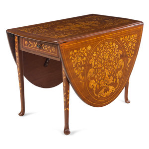 Appraisal: A Dutch Marquetry Drop-Leaf Gate-Leg Table th Century Height x