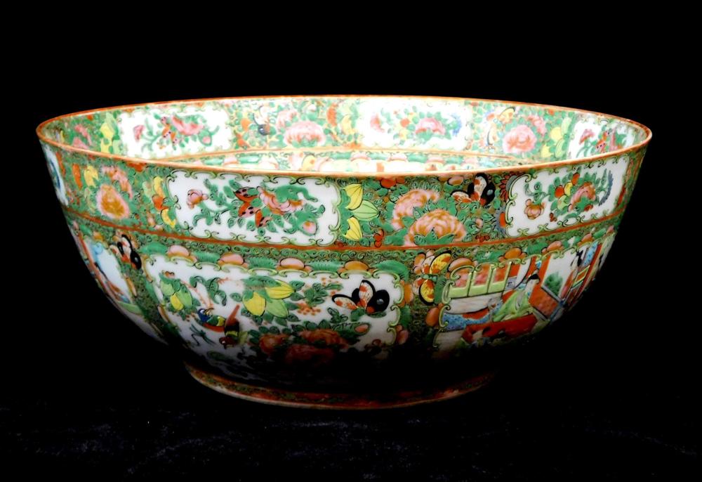 Appraisal: ASIAN Rose medallion punch bowl th C large size enamel