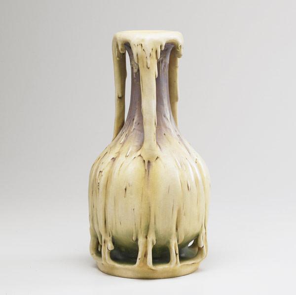 Appraisal: AMPHORA Tall Edda gourd shaped vase with a dripping matte