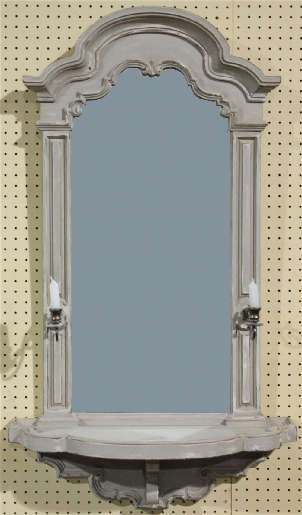 Appraisal: BUTLER PAINTED WALL MIRROR WITH SCONCES having an arched and