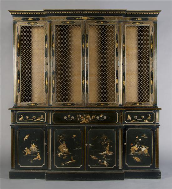 Appraisal: An Georgian Style Lacquered Secretary Breakfront Cabinet Height x width