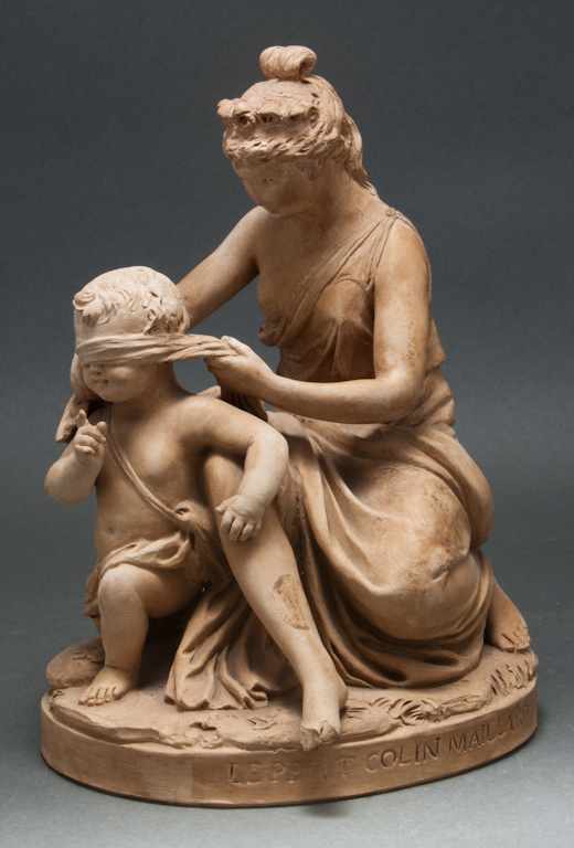 Appraisal: French terracotta Venus and Cupid group th century group modeled