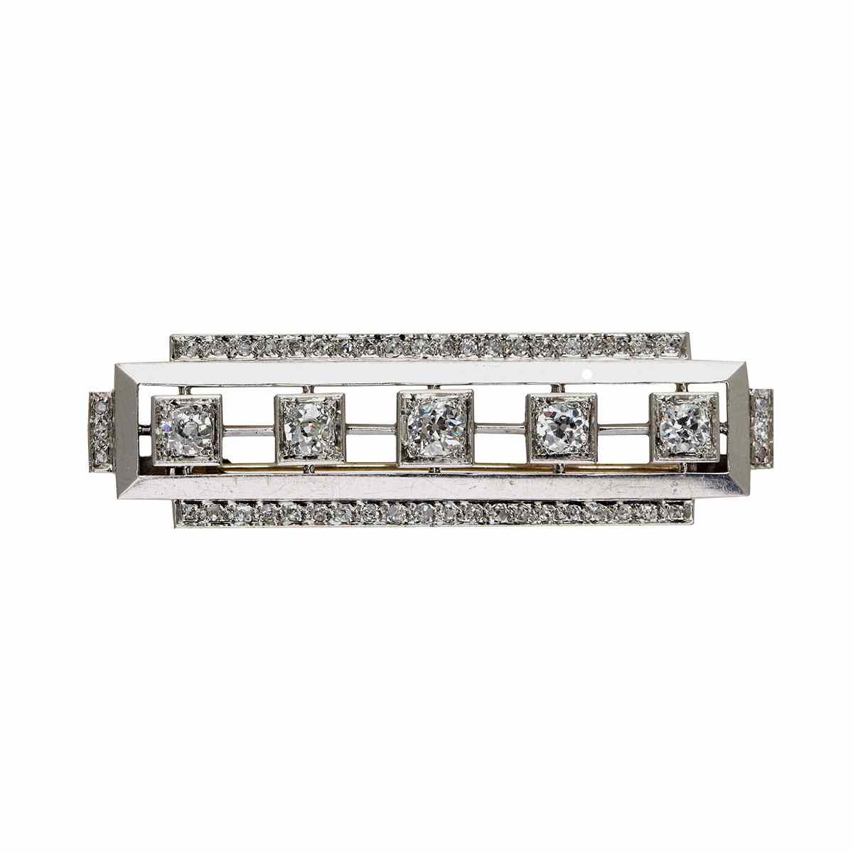 Appraisal: Platinum Bar Pin set with old cut and rose cut