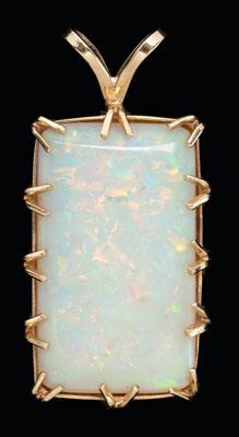 Appraisal: Opal pendant rectangular tablet-cut natural white opal x x mm