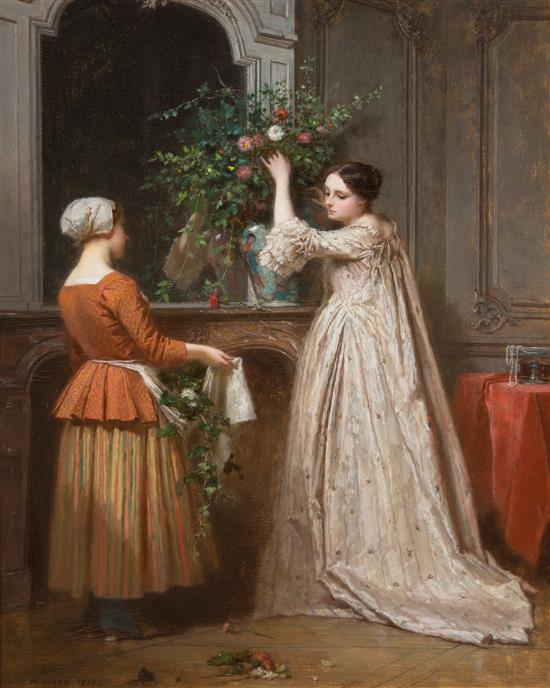 Appraisal: Sale Lot Antoine Emile Plassan French - Arranging the Bouquet