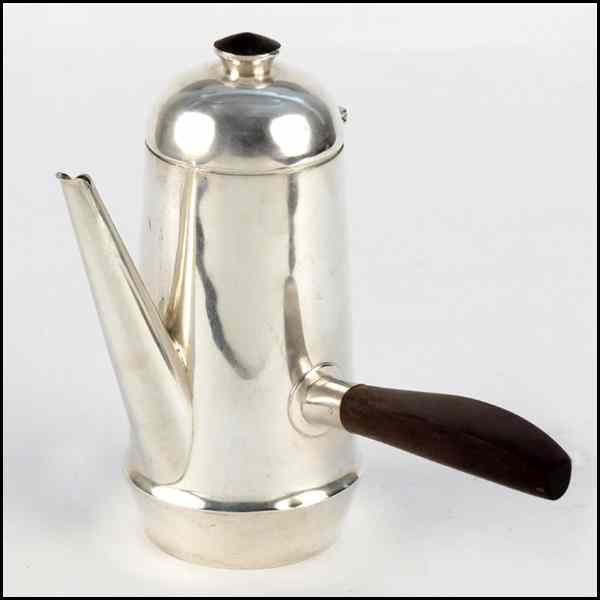 Appraisal: WILLIAM SPRATLING MEXICAN STERLING SILVER COFFEE POT Bearing a rosewood