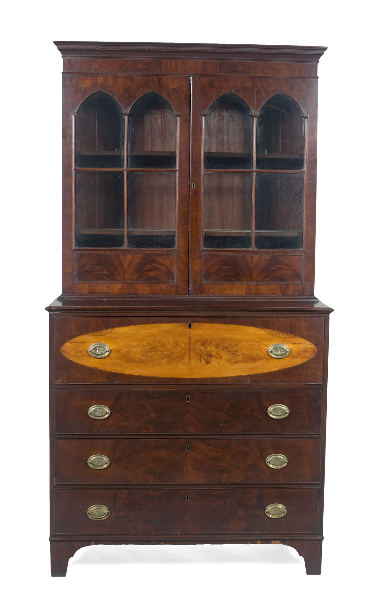 Appraisal: NEW YORK CLASSICAL MAHOGANY BUTLER'S SECRETARY In two parts the