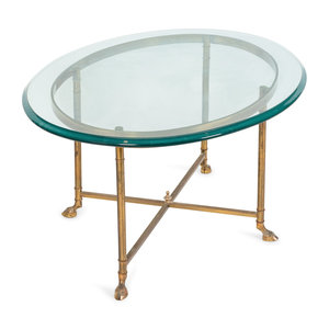 Appraisal: A Contemporary Brass and Glass Oval Coffee Table TH CENTURY