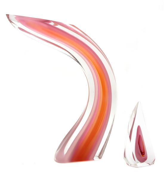 Appraisal: A Glass Sculpture Harvey Littleton in two parts each with