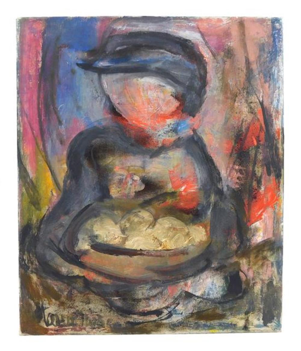 Appraisal: Marion Huse American - Abstract Seated Figure with Bowl oil