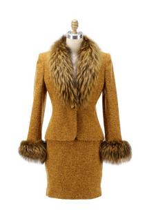 Appraisal: Carven Paris Fur Trimmed Wool Coat and Skirt Carven French