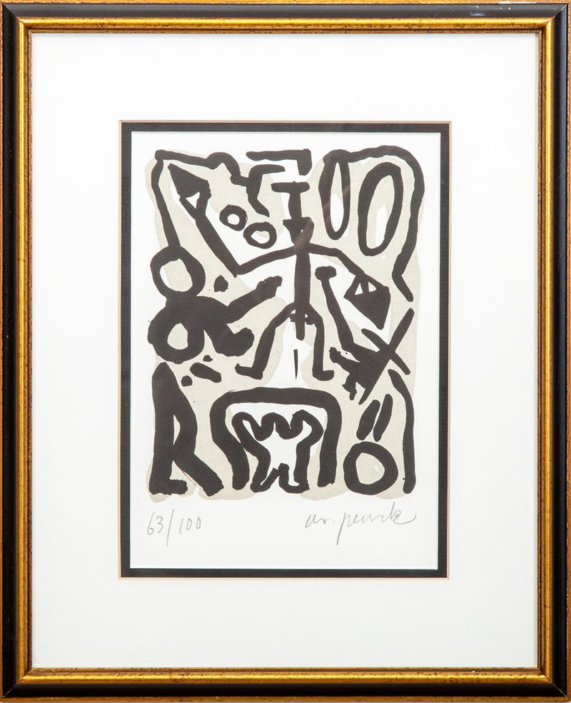 Appraisal: A R Penck b Untitled Abstract Lithograph in black and