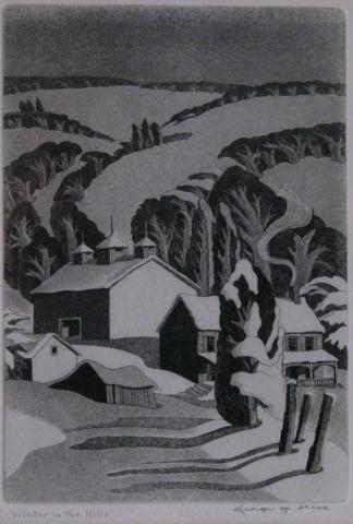 Appraisal: George Jo Mess - IN etching ''Winter in the Hills''