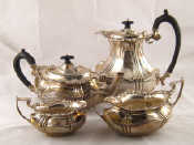 Appraisal: A silver four piece teaset the oval panelled body recurved