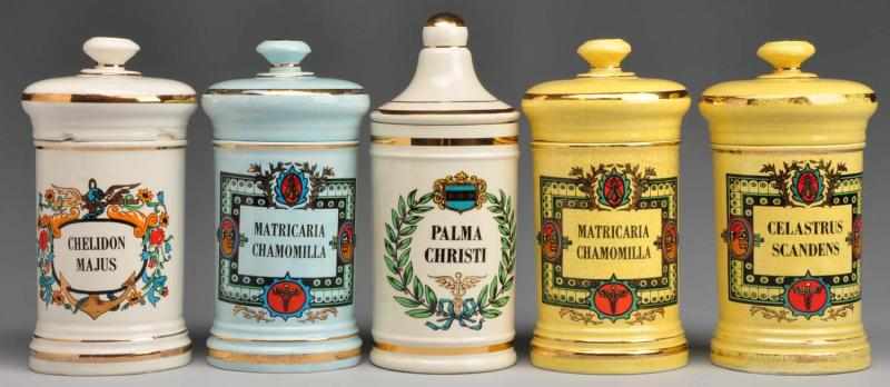 Appraisal: Lot of Porcelain Apothecary Display Jars Description Circa to Five