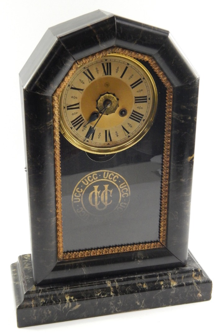 Appraisal: A UCC American faux marble and ebonised mantel clock early