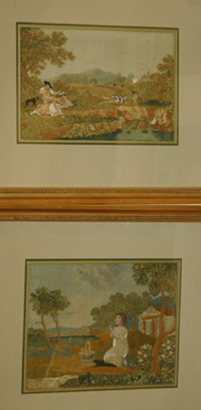 Appraisal: A FINE PAIR OF TH CENTURY FRENCH NEEDLEWORK LANDSCAPE PANELS