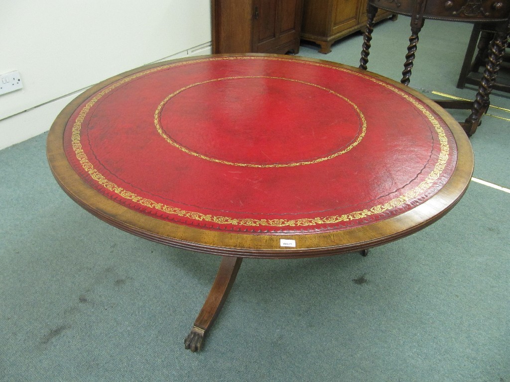 Appraisal: Reproduction circular table with leather top