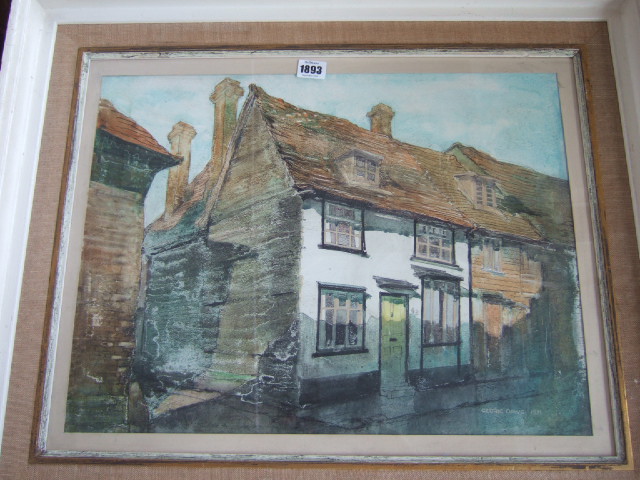 Appraisal: Cedric Dawe - Street scene watercolour and crayon signed and